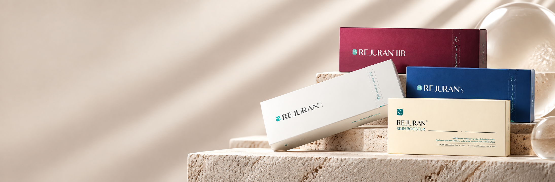 Rejuran range on stone steps
